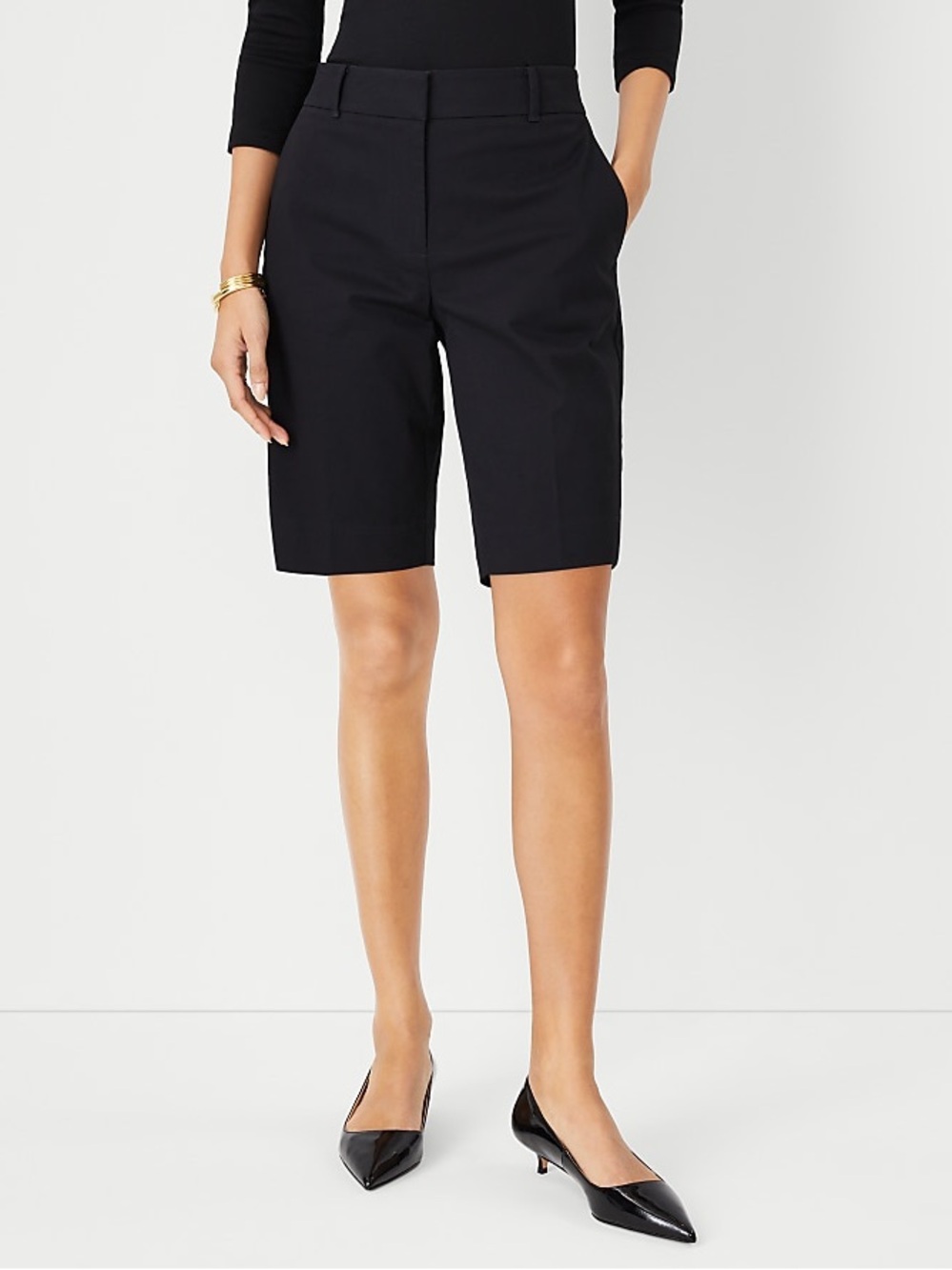 Ann Taylor Black Tailored Bermuda Shorts